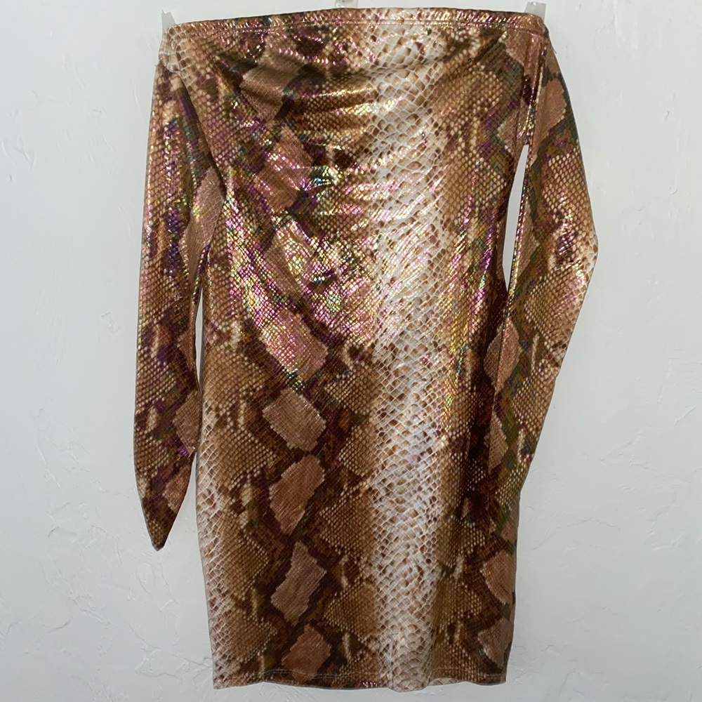 Strapless Bareback Snake Print Bodycon Dress